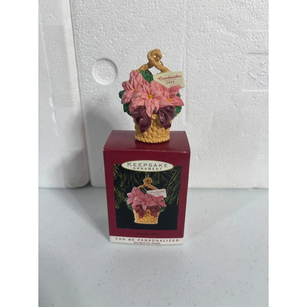 Hallmark Keepsake Ornament‎ Grandmother 1993 Poinsettia Basket Christmas